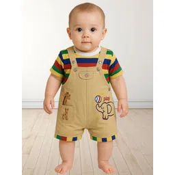 FASHION GRAB Infants Embroidered Dungarees With Striped T-Shirt-picture-13