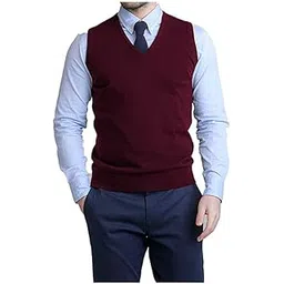 fashion market Sweater Boys Men Sweater Maroon-Black Color Reversible Sleeveless Sweater Pack of one-picture-26