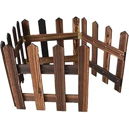 Fashion My Day Picket Fence Decorative Sturdy Wooden Garden Fence for Garden Yard Pool Lawn Brown Height 30cm-picture-11