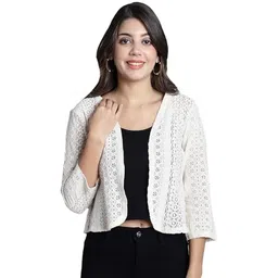 fashion senoraa Women Jacket Style Half Sleeve White Shrug-picture-10
