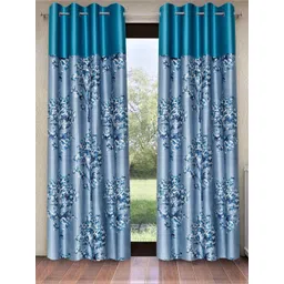 Fashion String Blue & White 2 Pieces Floral Printed Door Curtains-picture-31