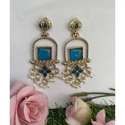 fashion theme Traditional Ethnic Mehndi Polish Jhumka Red Earring for Women & Girls Crystal Brass Earring Set, Drops & Danglers-picture-11