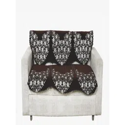 Fashion Throw Coffee Brown & White Printed Jacquard 2 Piece Sofa Cover-picture-7