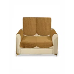 Fashion Throw Gold-Toned Solid Velvet 4 Piece Sofa Cover With Arms-picture-40