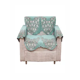 Fashion Throw Green & Red Printed Jacquard 4 Piece Sofa Cover With Arms-picture-11