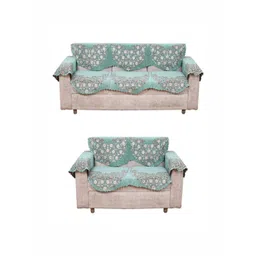 Fashion Throw Green & Red Printed Jacquard Sofa Cover With Arms-picture-17