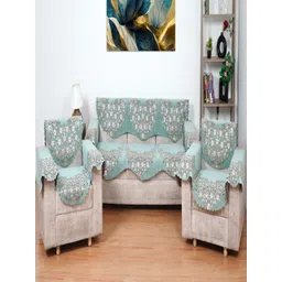 Fashion Throw Green & White Printed Jacquard Sofa Cover With Arms-picture-35