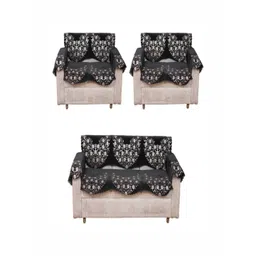 Fashion Throw Grey & White 12 Pieces Floral Printed 7-Seater Jacquard Sofa Cover With Arms-picture-16