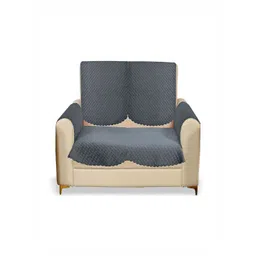 Fashion Throw Grey Checked Velvet 4 Piece Sofa Cover With Arms-picture-18