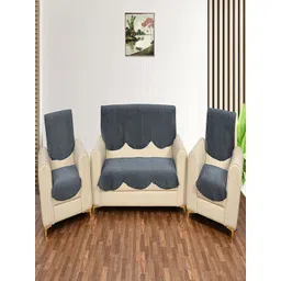 Fashion Throw Grey Checked Velvet Sofa Cover-picture-5