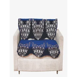 Fashion Throw Navy Blue & White Printed Jacquard 2 Piece Sofa Cover-picture-20