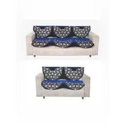 Fashion Throw Navy Blue & White Printed Jacquard 4 Piece Sofa Cover-picture-16