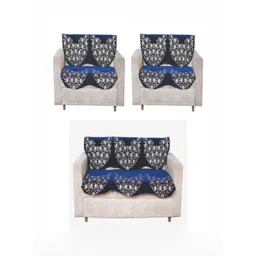 Fashion Throw Navy Blue & White Printed Jacquard Sofa Cover-picture-0