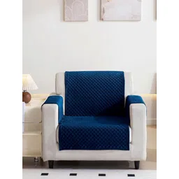 Fashion Throw Navy Blue Checked Velvet 1 Piece Sofa Cover With Arms-picture-10