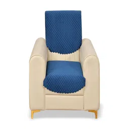 Fashion Throw Navy Blue Velvet 2 Piece Sofa Cover-picture-35