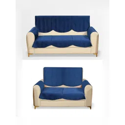 Fashion Throw Navy Blue Velvet Sofa Cover With Arms-picture-29