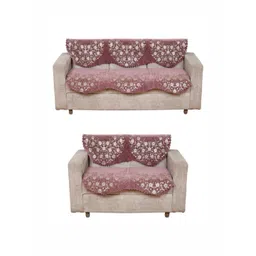 Fashion Throw Pink & White Printed Jacquard 4 Piece Sofa Cover-picture-19