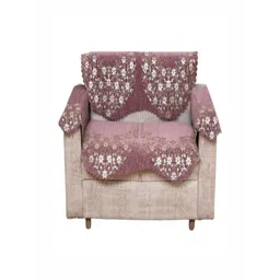 Fashion Throw Pink & White Printed Jacquard 4 Piece Sofa Cover With Arms-picture-25