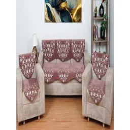 Fashion Throw Pink & White Printed Jacquard Sofa Cover-picture-2