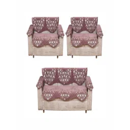 Fashion Throw Pink & White Printed Jacquard Sofa Cover With Arms-picture-1