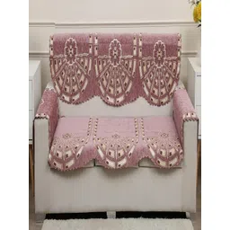 Fashion Throw Pink Printed Jacquard 4 Piece Sofa Cover With Arms-picture-41