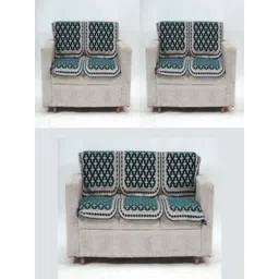 Fashion Throw Teal & White Printed Jacquard 4 Piece Sofa Cover-picture-33