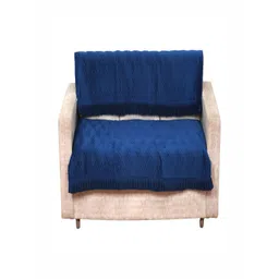 Fashion Throw Teal Blue 2 Pieces Self Design 2 Seater Velvet Sofa Covers-picture-28