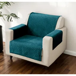 Fashion Throw Teal Checked Velvet 1 Piece Sofa Cover With Arms-picture-23