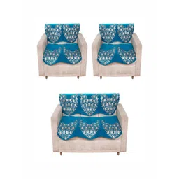 Fashion Throw Turquoise Blue & White Printed Jacquard Sofa Cover-picture-17