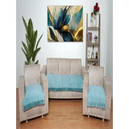 Fashion Throw Turquoise Blue Velvet 3 Piece Sofa Cover-picture-43