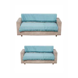 Fashion Throw Turquoise Blue Velvet 4 Piece Sofa Cover-picture-45