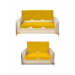 Fashion Throw Yellow Velvet 4 Piece Sofa Cover-picture-19