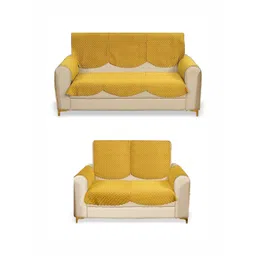 Fashion Throw Yellow Velvet Sofa Cover With Arms-picture-7