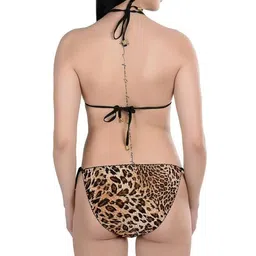 Fashion Tiger Print Bikini Set for Women for Beach Honeymoon Lingerie Set (Silver) image 2