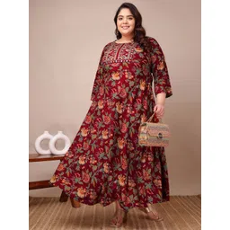 Fashion Zest Floral Embroidered Fit & Flare Maxi Dress-picture-11