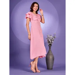 Fashion2wear PU Coated A-Line Midi Dress image 5