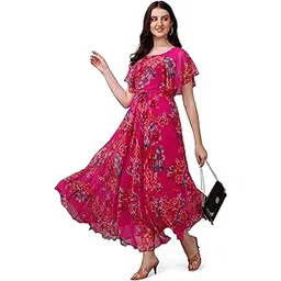 fashion2wear Women's Georgette Floral Digital Print Short Sleeve Full-Length Fit & Flare Long Gown Dress for Girls (ET-CYWN-E1LE)-picture-32