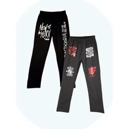 Fashionable Kids Unisex Pack Of 2 Printed Pure Cotton Track Pants-picture-35