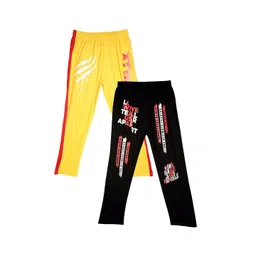 Fashionable Pack Of 2 Kids Printed Mid-Rise Pure Cotton Track Pants-picture-18