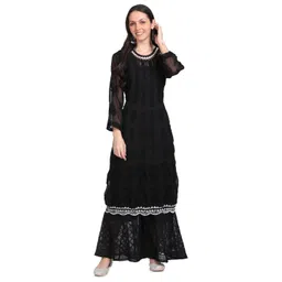 FashionChikan Art Women Ethnic Motifs Embroidered Regular Chikankari Kurta with Palazzos-picture-30