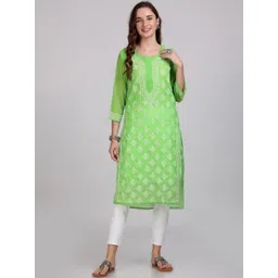 FashionChikan Art Women Ethnic Motifs Embroidered Regular Chikankari Kurta with Trousers-picture-24