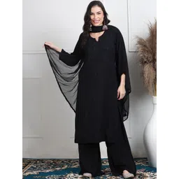 FashionChikan Art Women Ethnic Motifs Embroidered Regular Thread Work Kurta with Palazzos & With Dupatta-image-13