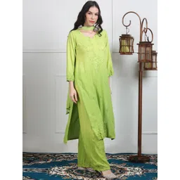 FashionChikan Art Women Ethnic Motifs Embroidered Regular Thread Work Kurta with Palazzos & With Dupatta-picture-13