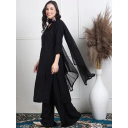 FashionChikan Art Women Ethnic Motifs Embroidered Regular Thread Work Kurta with Palazzos & With Dupatta image 4