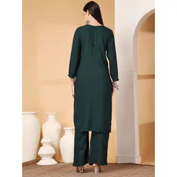 FashionChikan Art Women Ethnic Motifs Embroidered Regular Thread Work Kurta with Palazzos image 3