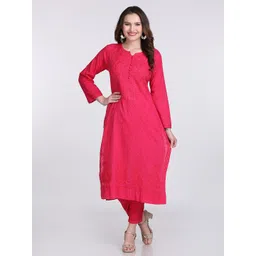 FashionChikan Art Women Ethnic Motifs Embroidered Regular Thread Work Kurta with Trousers-picture-16