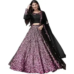 fashionfit art Women's Embellished Sequence Velvet Ethnic wear Semi-stitched Lehenga Choli With Dupatta Set (N-55467_Pink)-picture-37