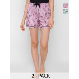 FashionRack Pack Of 2 Women Printed Lounge Shorts-picture-22