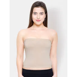 FashionRack Women Beige Solid Strapless Cropped Camisole 011-picture-12
