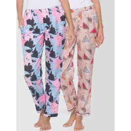 FashionRack Women Pack of 2 Printed Cotton Lounge Pants-picture-35